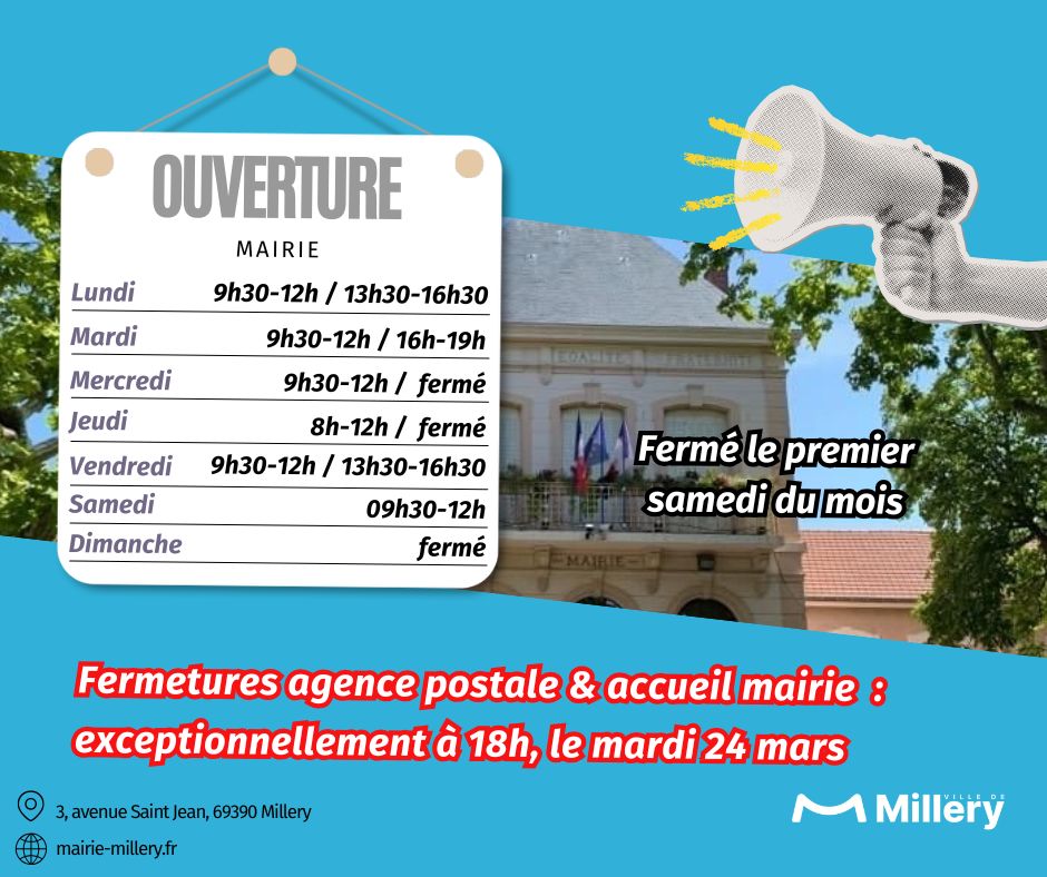 Fermeture estivale de l'accueil mairie et Agence Postale Communale